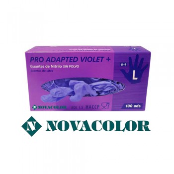 Guantes de nitrilo Novacolor Adapted Violet sin polvo y exento de látex Talla L 8-9
